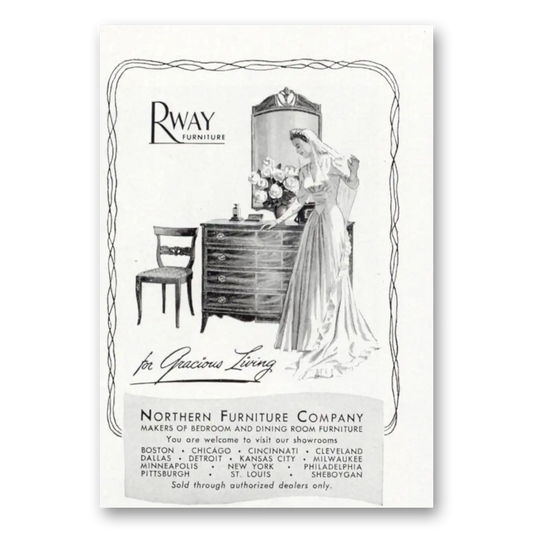 1947 Rway Northern Furniture Bride Dresser Vintage Magazine Print Ad