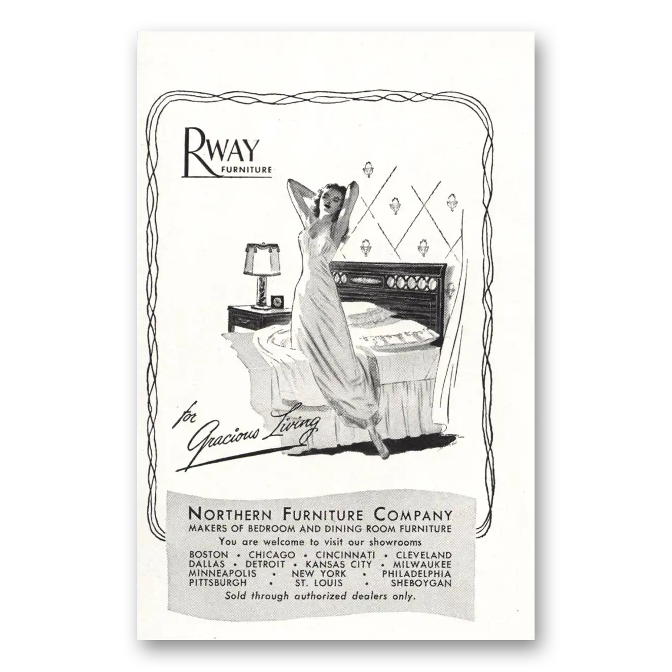 1947 Rway Northern Furniture Bedroom Vintage Magazine Print Ad