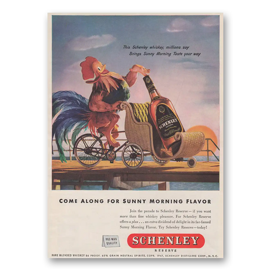 1947 Schenley Whiskey Come Along for Sunny Morning Flavor Vintage Magazine Print Ad