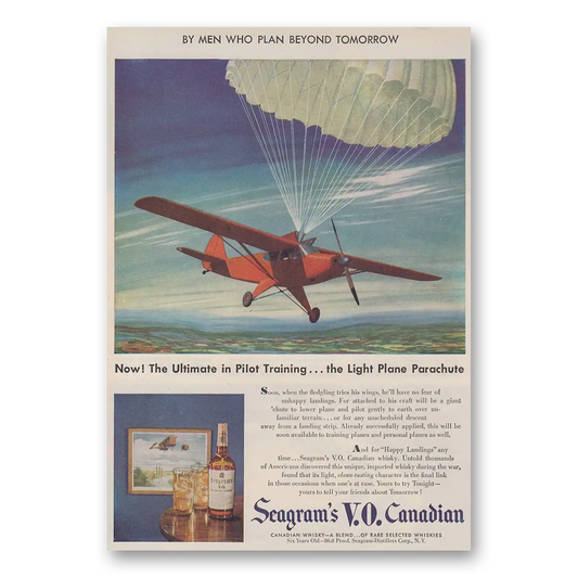 1947 Seagrams VO Whisky Ultimate In Pilot Training Vintage Magazine Print Ad