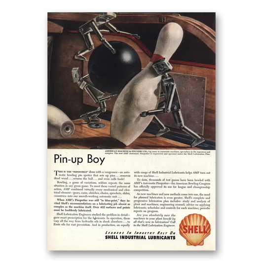 1947 Shell Lubricants Industrial Lubricants Pin Up Boy Vintage Magazine Print Ad