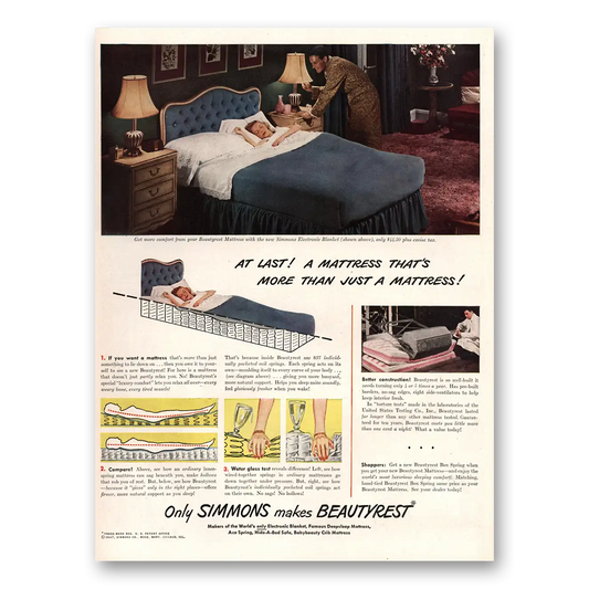 1947 Simmons Beautyrest More Than Just a Mattress Vintage Magazine Print Ad