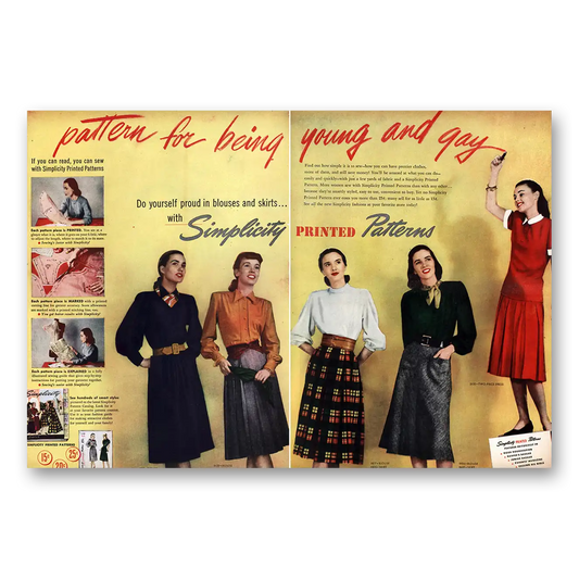 1947 Simplicity Patterns Printed Patterns Young and Gay Vintage Magazine Print Ad