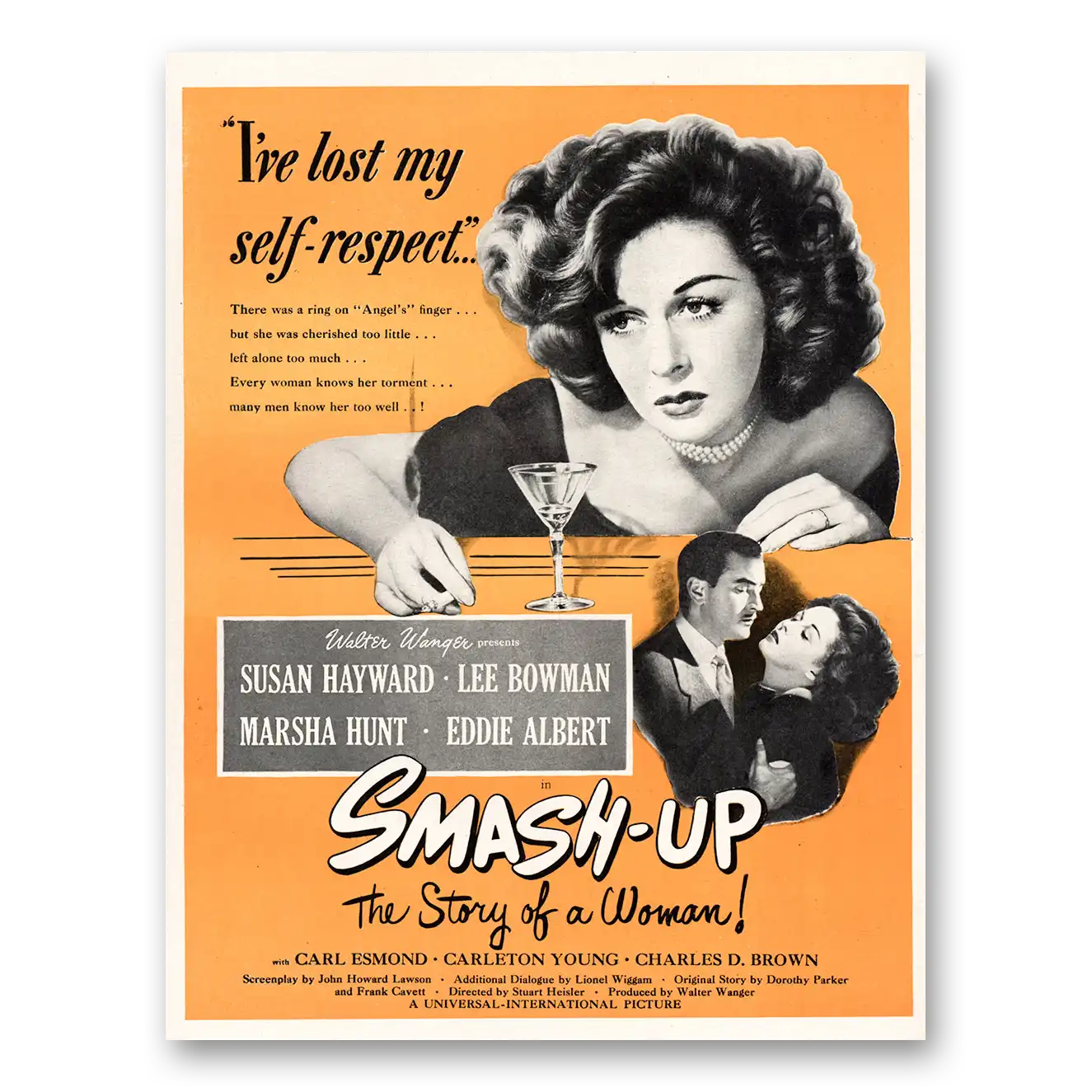 1947 Smash Up Movie Promo Susan Hayward and Lee Rowman Vintage Magazine Print Ad