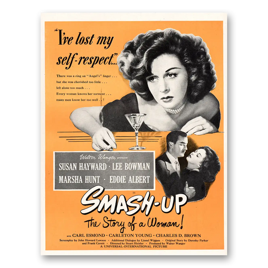 1947 Smash Up Movie Promo Susan Hayward and Lee Rowman Vintage Magazine Print Ad