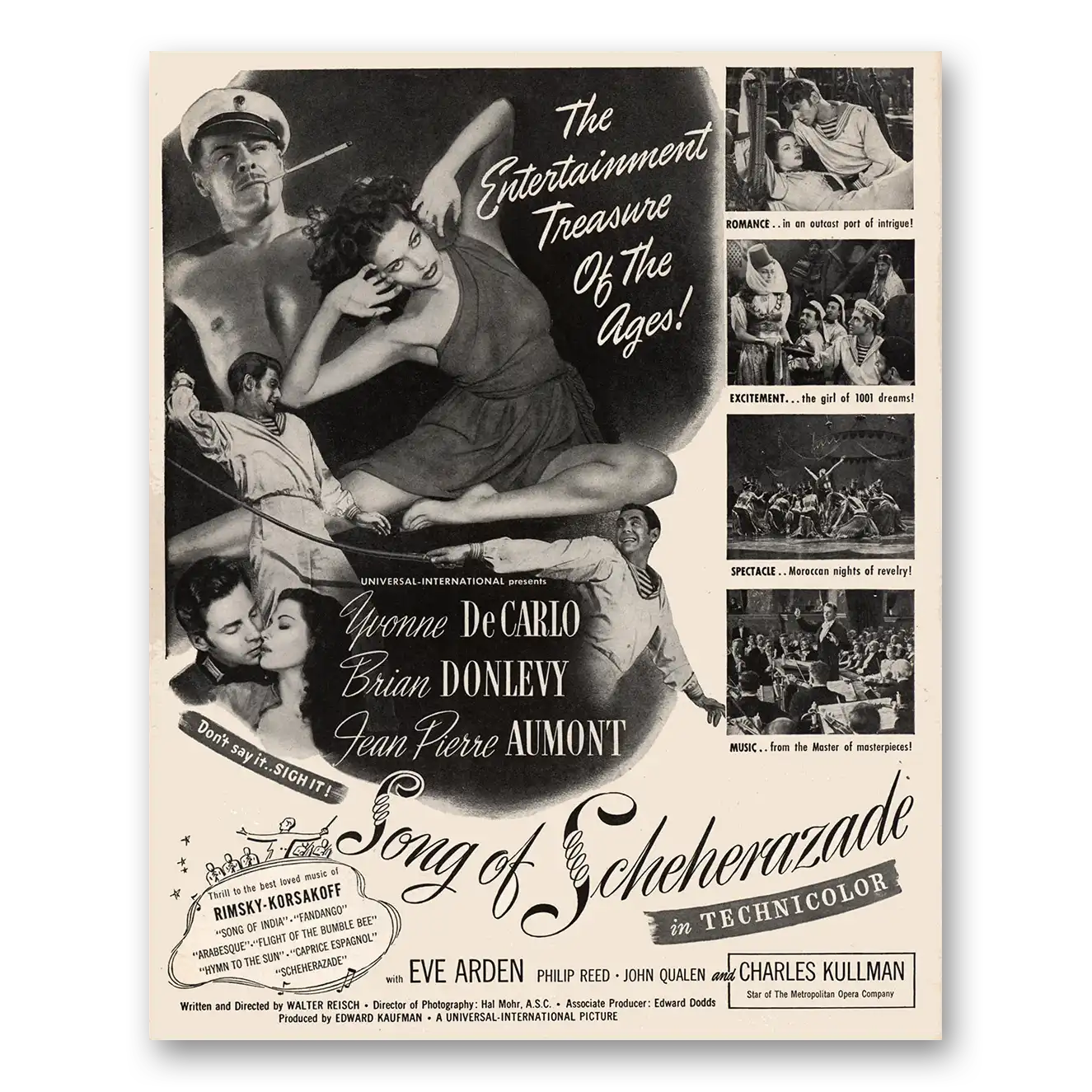 1947 Song of Scheherazade Movie Promo Yvonne DeCarlo Vintage Magazine Print Ad