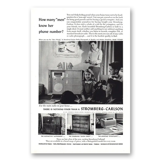 1947 Stromberg Carlson Radios How Many Men Know Her Phone Number Vintage Magazine Print Ad