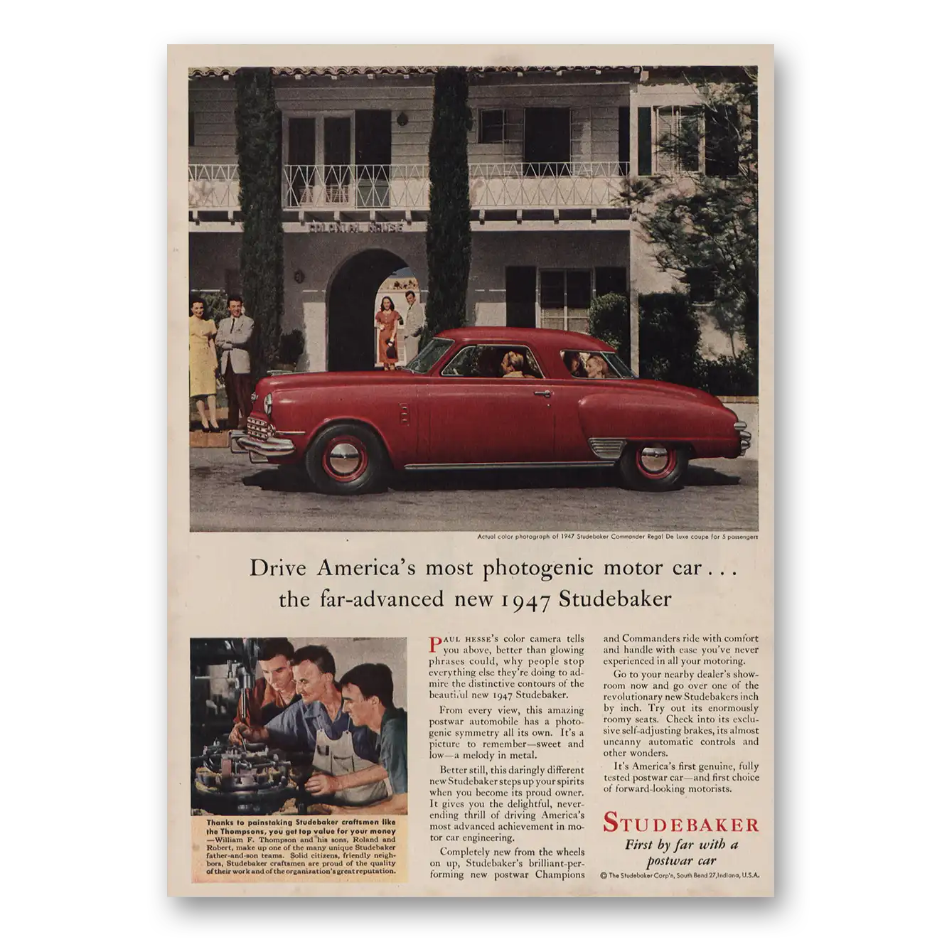 1946 Studebaker Commander Most Photogenic Motor Car Vintage Magazine Print Ad