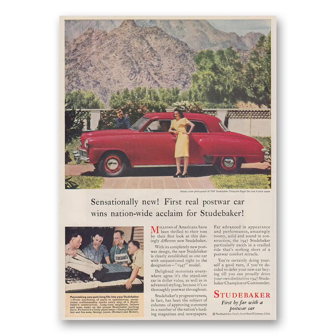 1947 Studebaker Champions Sensationally New Postwar Car Vintage Magazine Print Ad