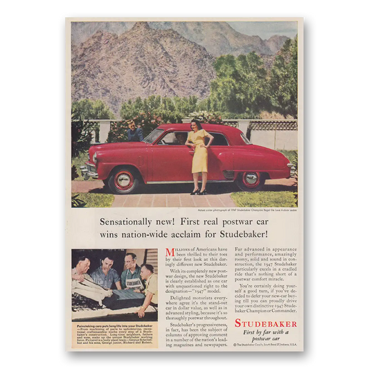 1947 Studebaker Champions Sensationally New Postwar Car Vintage Magazine Print Ad