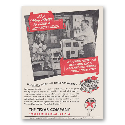 1947 Texaco Grand Feeling to Build a Miniature House Vintage Magazine Print Ad