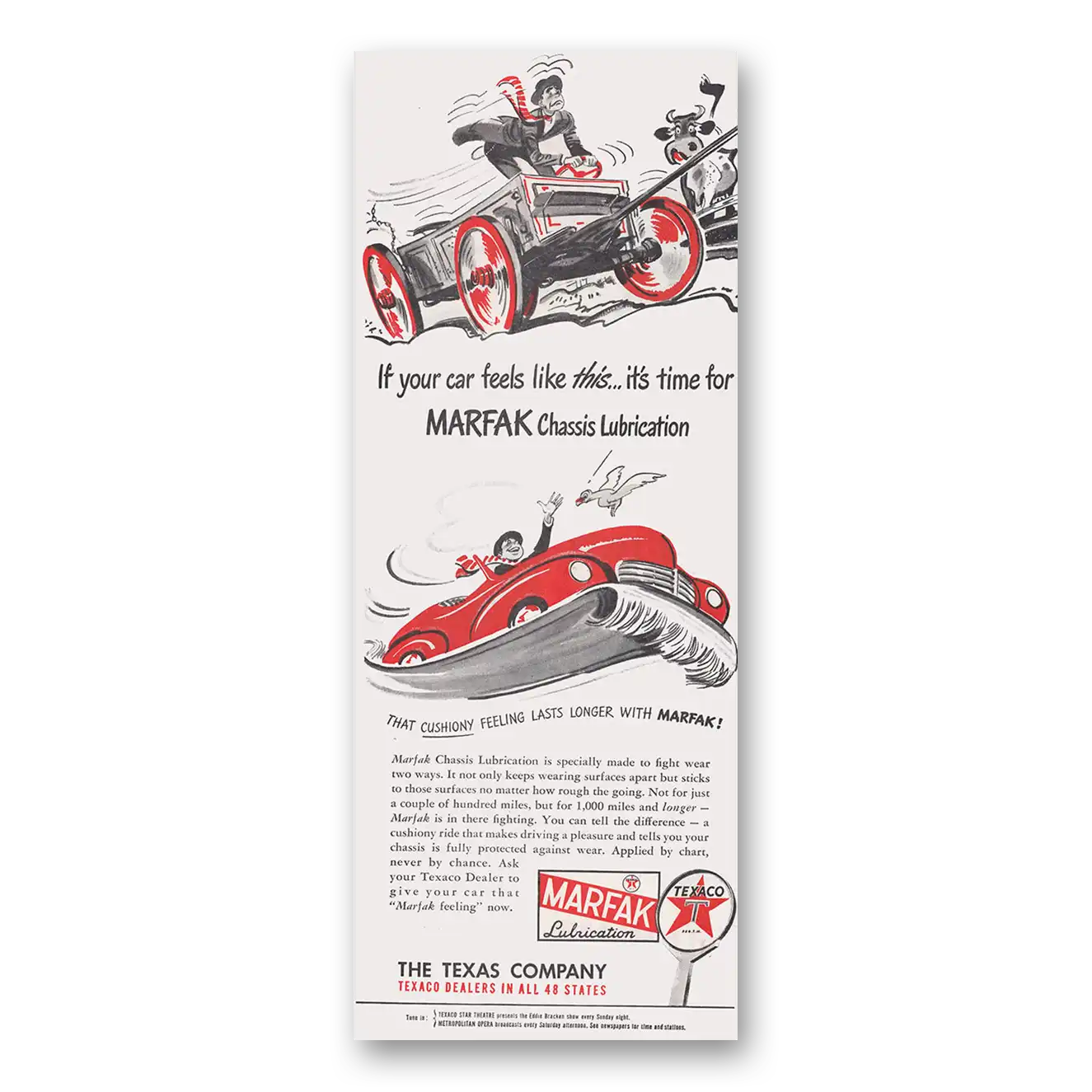 1947 Marfak Lubrication Your Car Feels Like This Vintage Magazine Print Ad