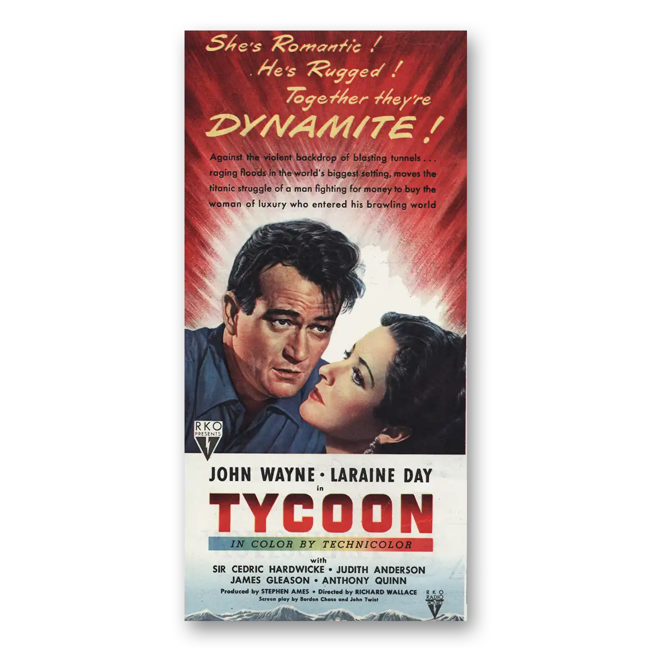 1947 Tycoon Movie Promo John Wayne and Laraine Day Vintage Magazine Print Ad