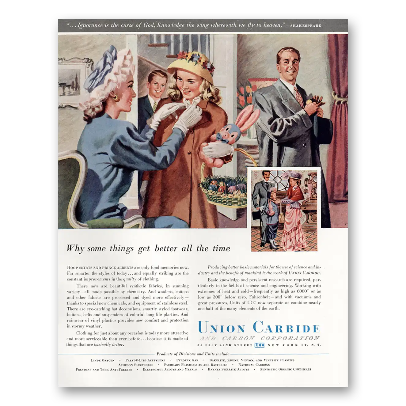 1947 Union Carbide Some Things Get Better All the Time Easter Vintage Magazine Print Ad