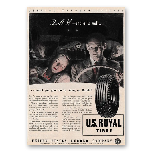 1947 US Royal Tires 2 AM and Alls Well Vintage Magazine Print Ad