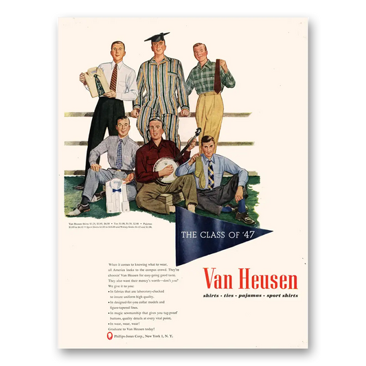 1947 Van Heusen Shirts Class of 47 Vintage Magazine Print Ad