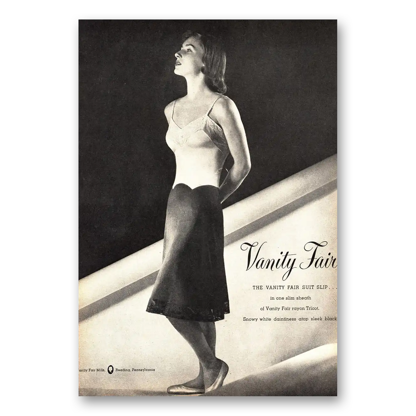 1947 Vanity Fair Undergarments Suit Slip Vintage Magazine Print Ad