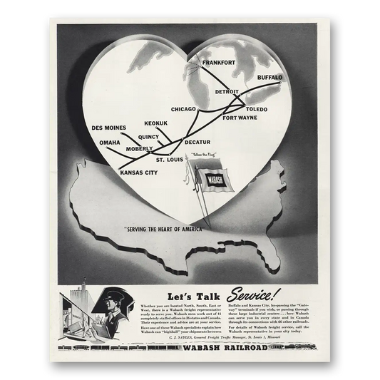 1947 Wabash Railroad Lets Talk Service Vintage Magazine Print Ad