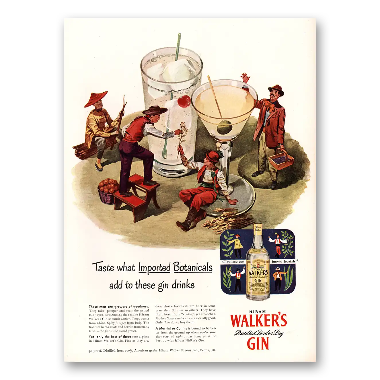 1947 Walkers Gin These Men Growers of Goodness Vintage Magazine Print Ad