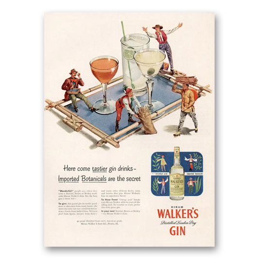 1947 Walkers Gin Here Come Tastier Gin Drinks Vintage Magazine Print Ad