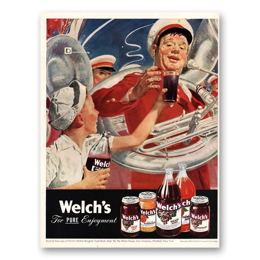 1947 Welch's Grape Juice Pure Enjoyment Band Vintage Magazine Print Ad