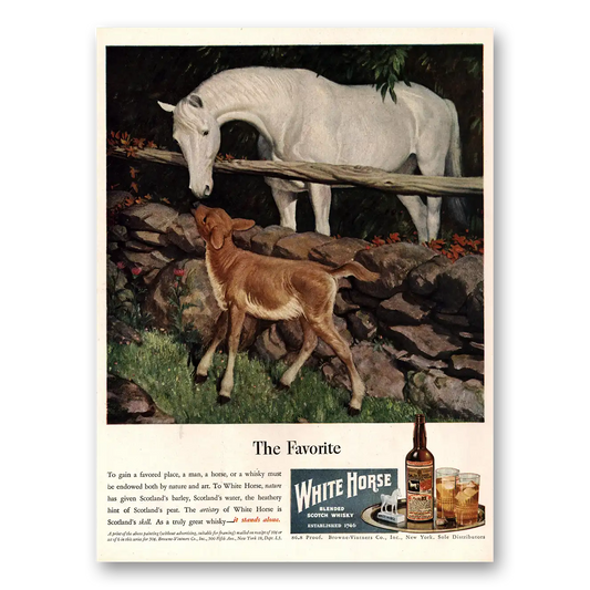 1947 White Horse Scotch Whisky Favorite Vintage Magazine Print Ad