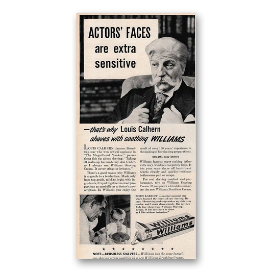 1947 Williams Shaving Cream Louis Calhern Vintage Magazine Print Ad