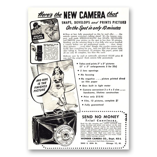 1947 Wonder Camera Snaps Develops and Prints Picture Vintage Magazine Print Ad