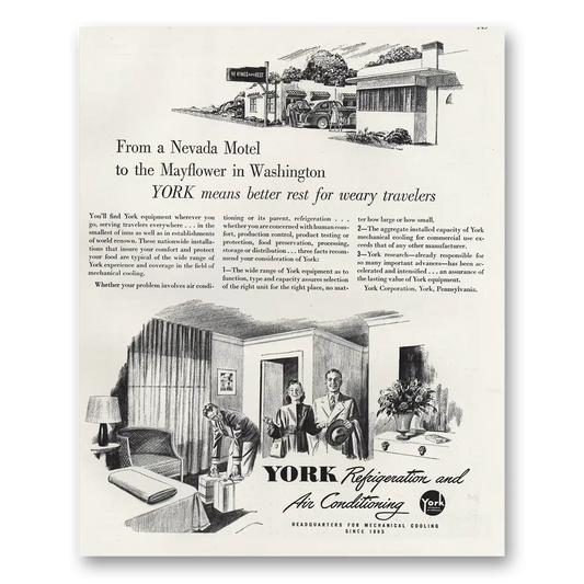 1947 York Air Conditioning Nevada Motel Mayflower In Washington Vintage Magazine Print Ad