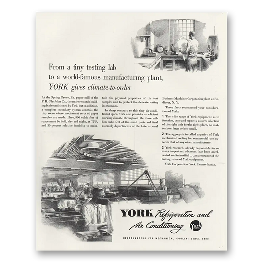 1947 York Air Conditioning Tiny Testing Lab Vintage Magazine Print Ad