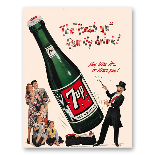 1948 7Up Fresh Up Family Drink You Like It Likes You Vintage Magazine Print Ad