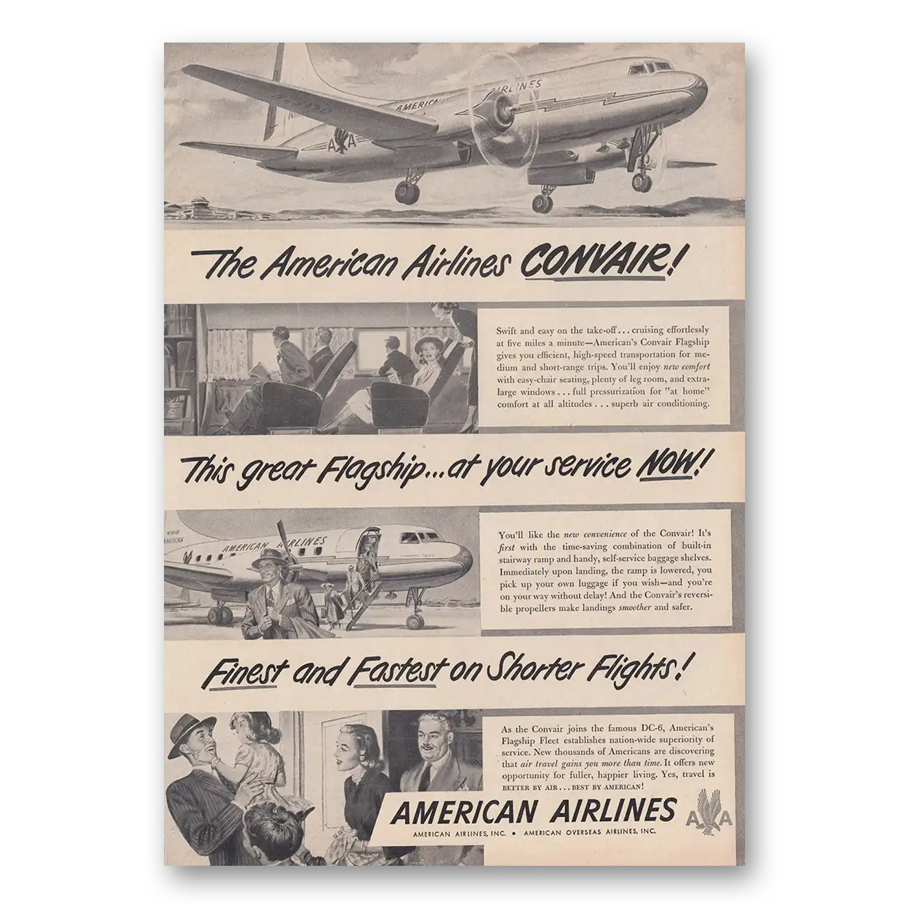 1948 American Airlines Convair the Great Flagship Vintage Magazine Print Ad