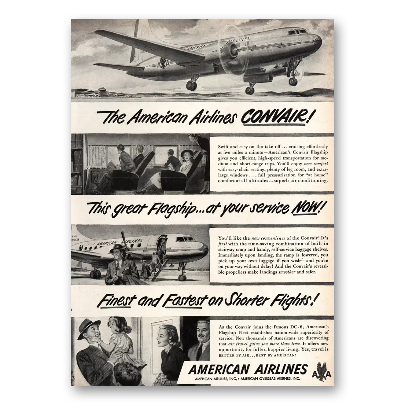 1948 American Airlines Great Flagship at Your Service Vintage Magazine Print Ad