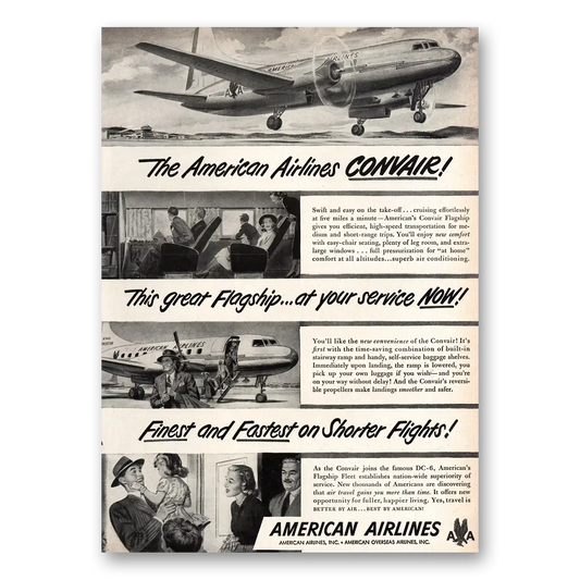 1948 American Airlines Great Flagship at Your Service Vintage Magazine Print Ad