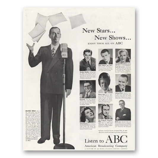 1948 ABC American Broadcasting New Stars Milton Berle Vintage Magazine Print Ad