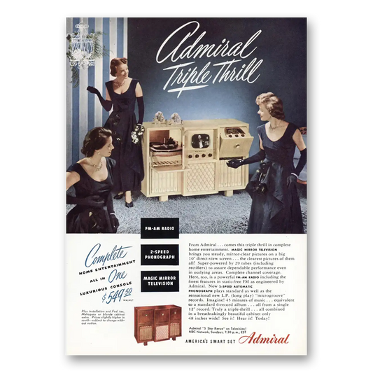 1948 Admiral Radio Triple Thrill Magic Mirror Television Vintage Magazine Print Ad