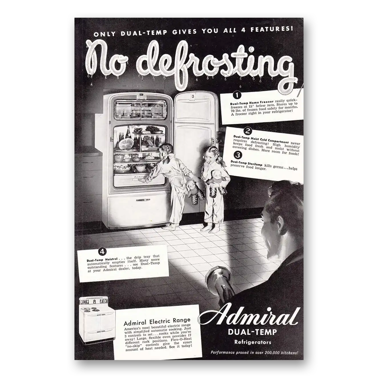 1948 Admiral Refrigerator Dual Temp Refrigerator No Defrosting Vintage Magazine Print Ad