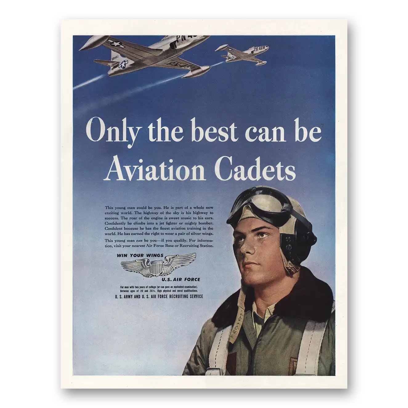 1948 US Air Force Only the Best Aviation Cadets Vintage Magazine Print Ad