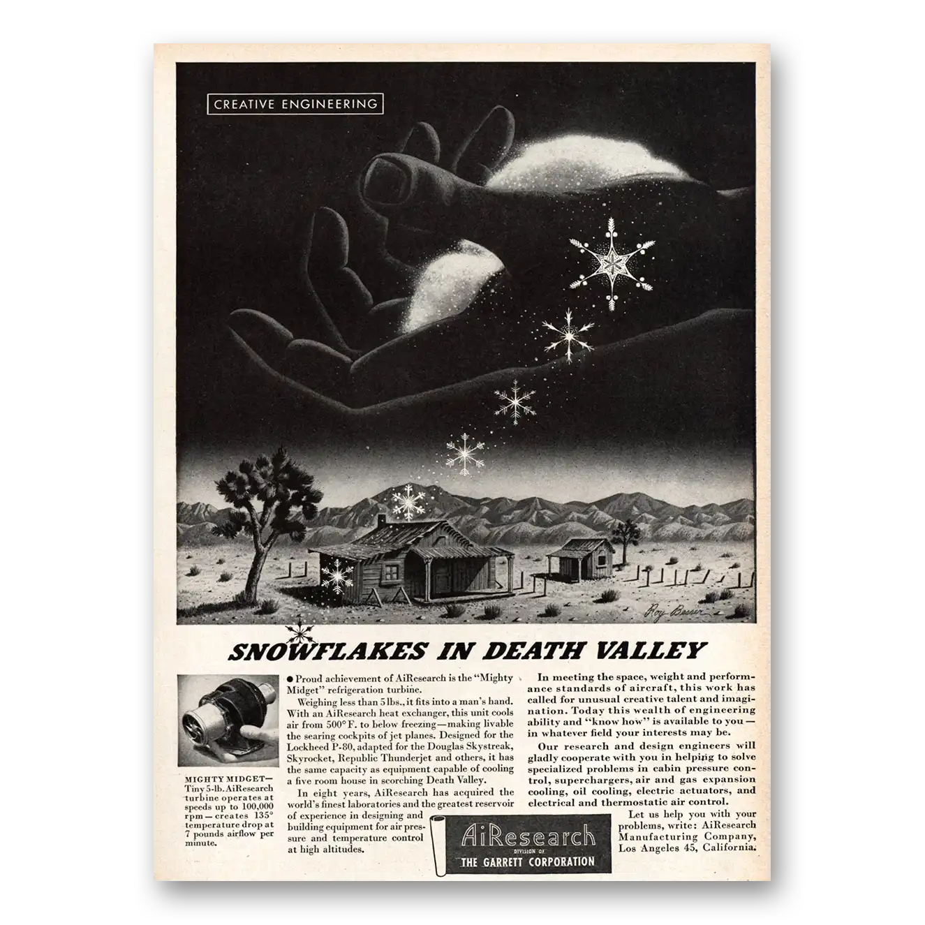 1948 Garrett AiResearch Snowflakes In Death Valley Vintage Magazine Print Ad