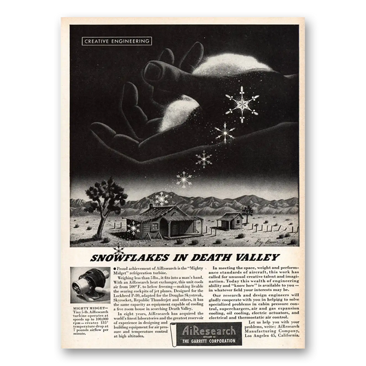 1948 Garrett AiResearch Snowflakes In Death Valley Vintage Magazine Print Ad