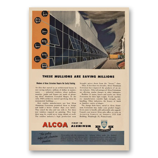 1948 Alcoa These Mullions Saving Millions Vintage Magazine Print Ad