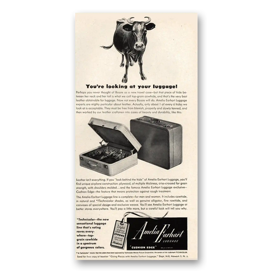 1948 Amelia Earhart Luggage Looking At Your Luggage Vintage Magazine Print Ad