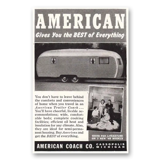 1948 American Coach Gives You the Best of Everything Vintage Magazine Print Ad