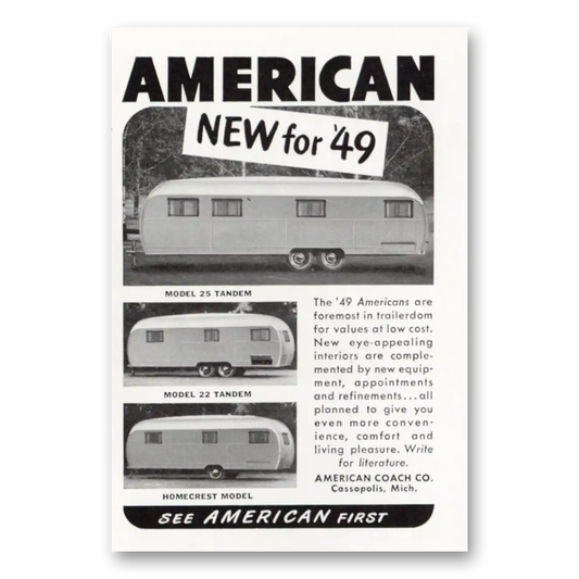 1948 American Coach Homecrest Models Vintage Magazine Print Ad