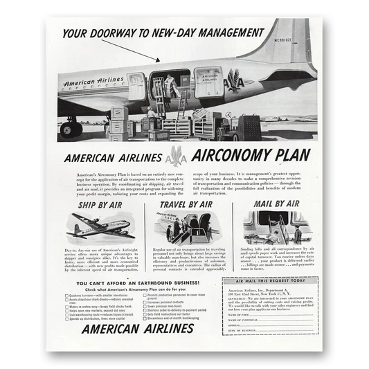 1948 American Airlines Airconomy Plan Vintage Magazine Print Ad