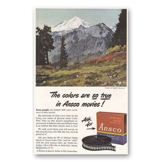 1948 Ansco Film Mountains The Colors Are So True Vintage Magazine Print Ad