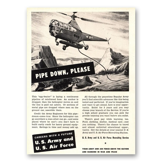 1948 US Army Pipe Down Please Vintage Magazine Print Ad