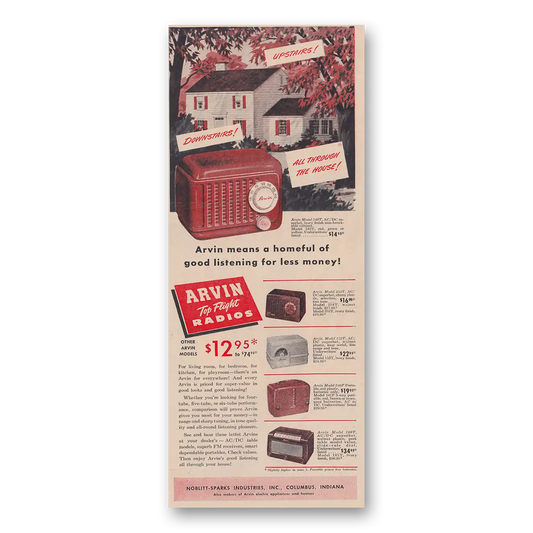 1948 Arvin Radios Homeful of Good Listening Vintage Magazine Print Ad