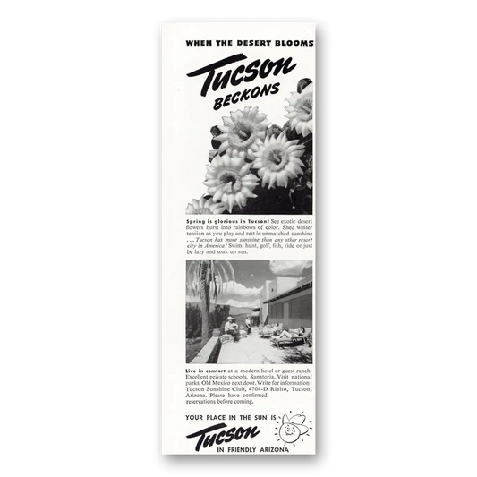 1948 Tucson Arizona When the Desert Blooms Tucson Beckons Vintage Magazine Print Ad