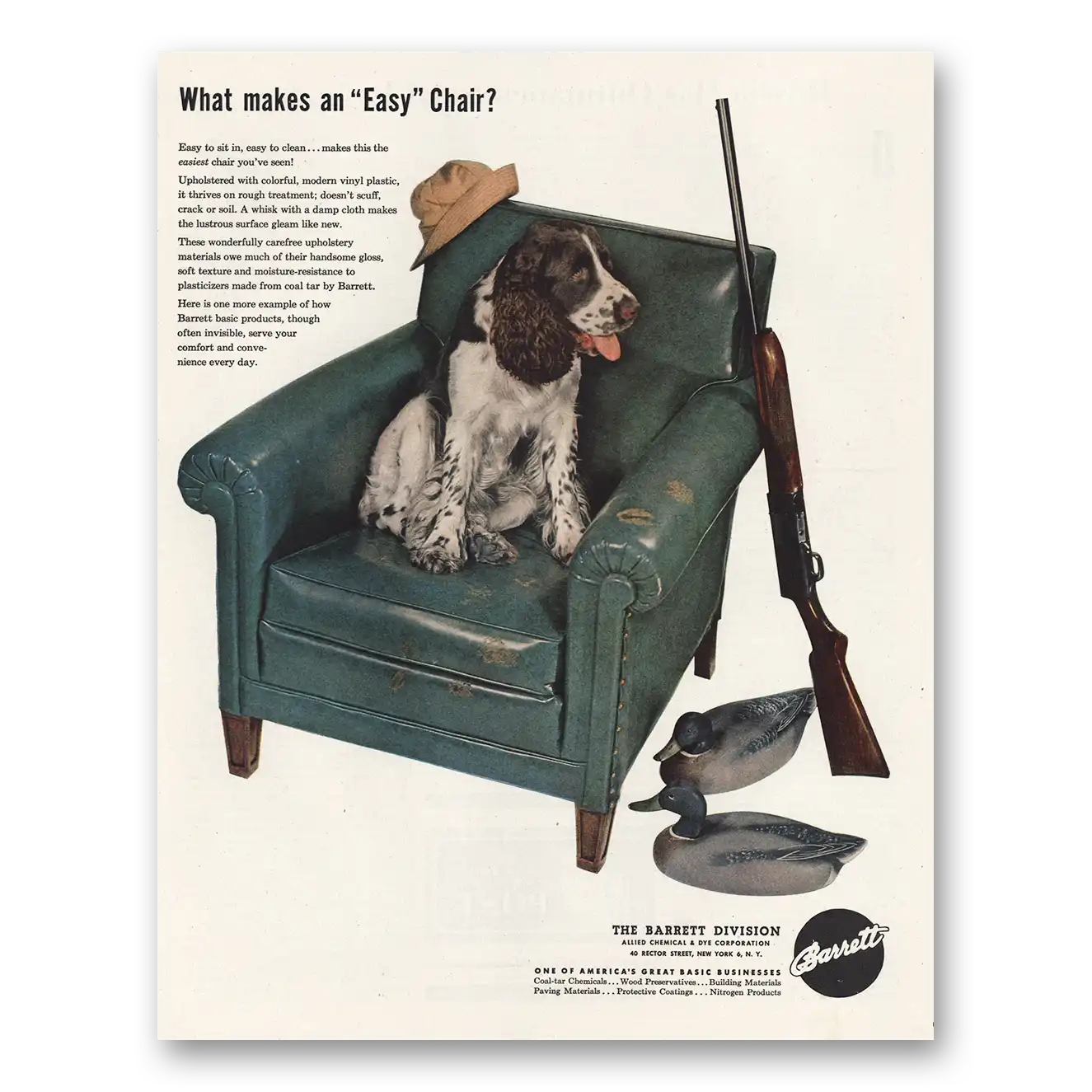 1948 Barrett What Makes an Easy Chair Vintage Magazine Print Ad